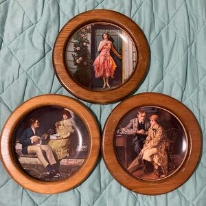 3 collectible, Norman Rockwell framed plates